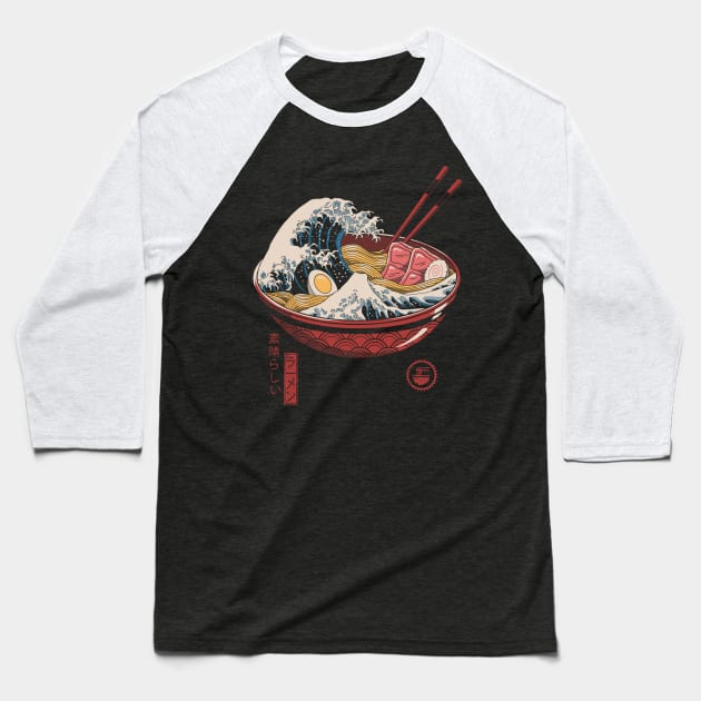 Great Ramen Wave Baseball T-Shirt by Vincent Trinidad Art